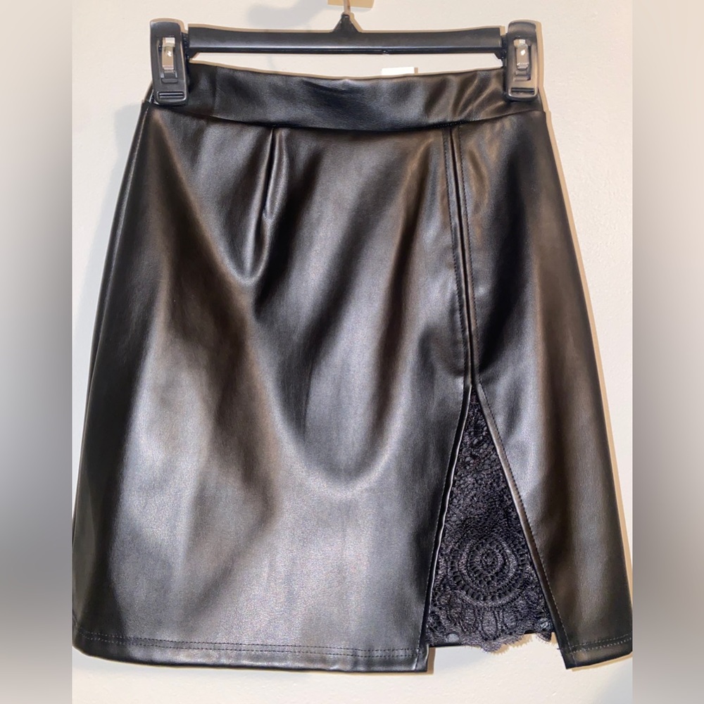 Leather mini skirt
